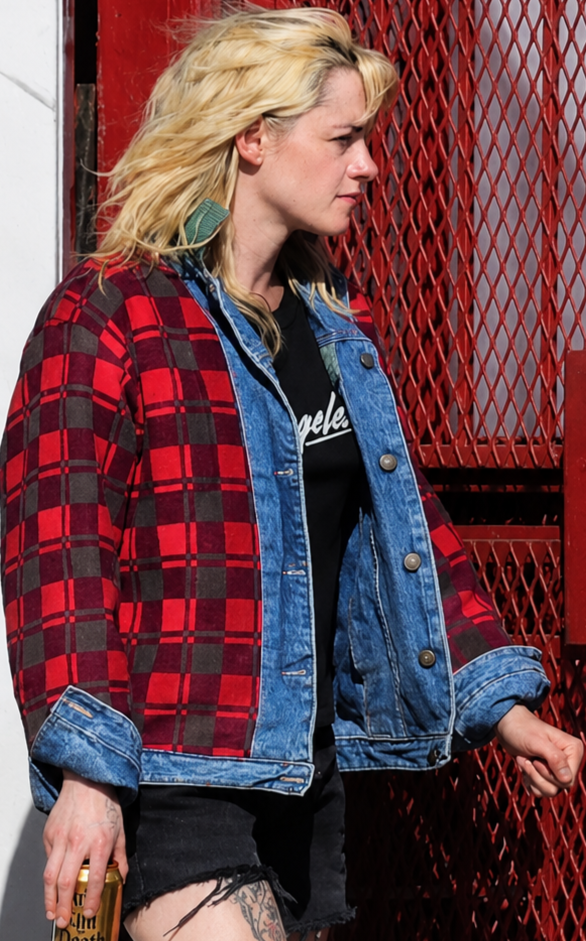 Kristen Stewart The Wrong Girls Plaid Denim Jacket - Image 1